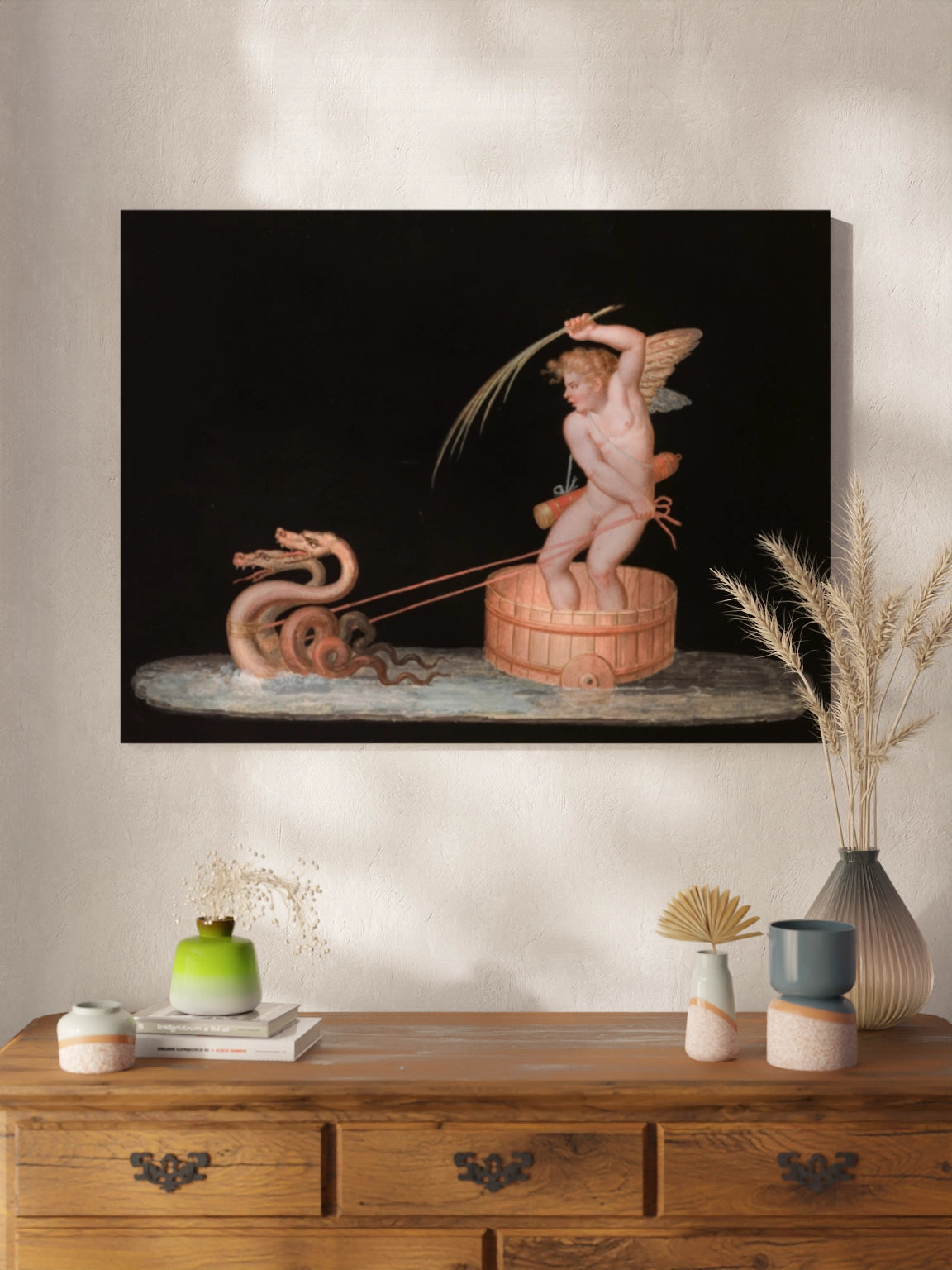 Картина "Купідон, якого тягнуть два морські змії"