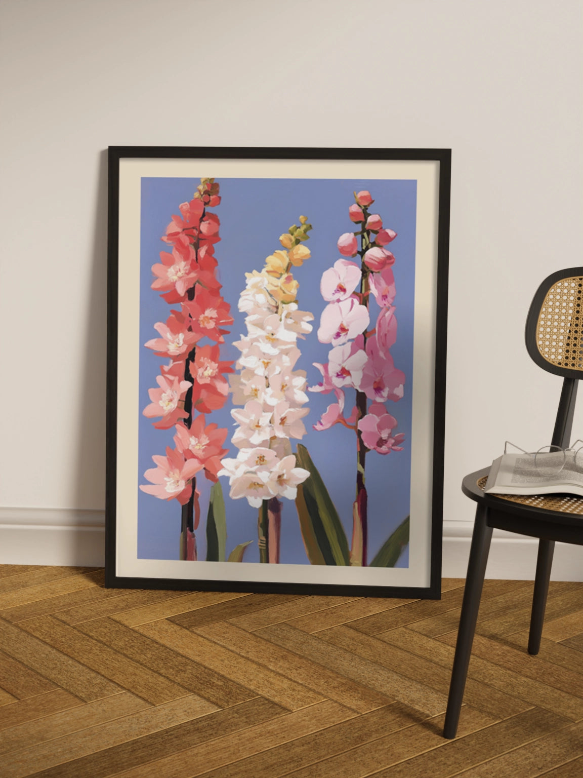 Друк Картина Квіти на Блакитному Фоні