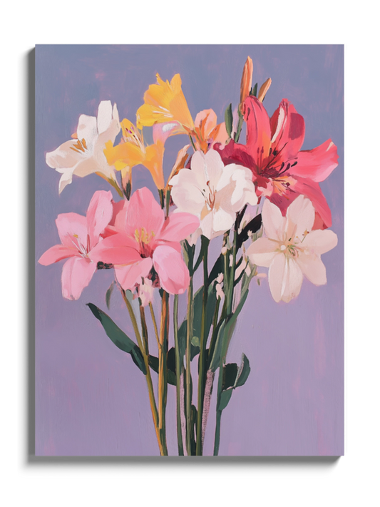Друк Картина Букет Квітів на Блакитному Фоні