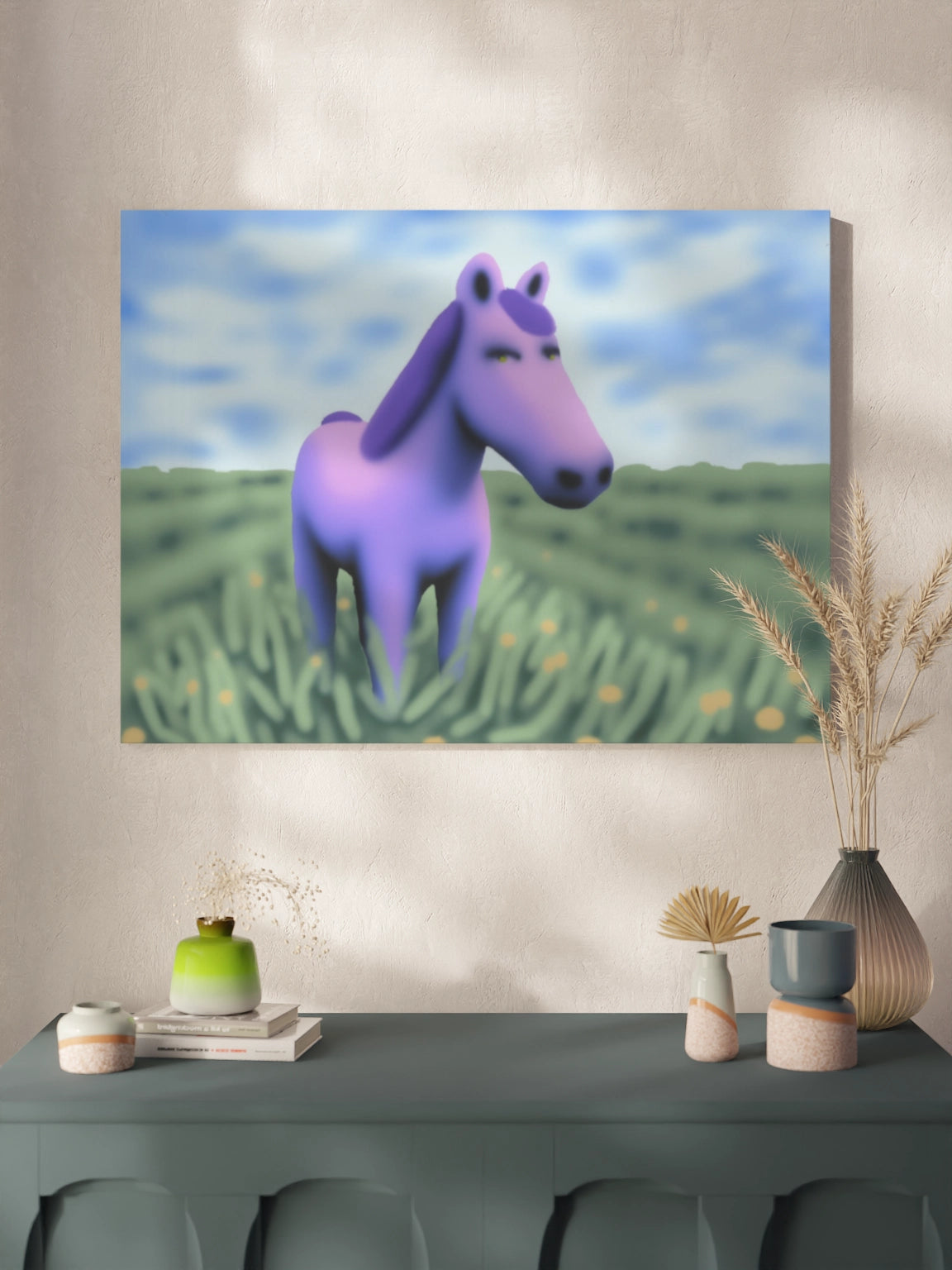 Друкована Картина "Кольоровий кінь в полі"