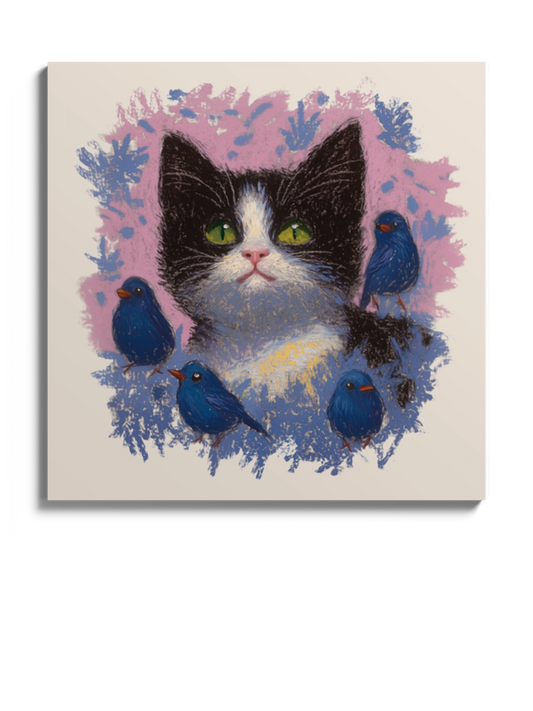 Картина Друк "Кошеня та Пташки"