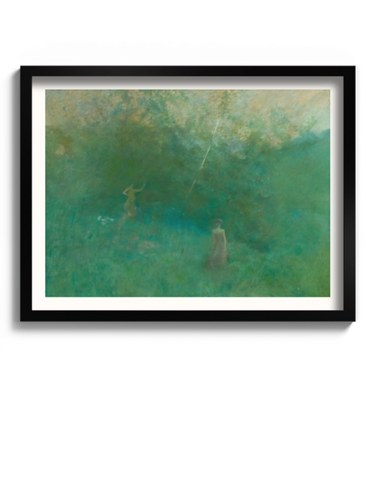 Друкована Картина зелений пейзаж "Біла береза"