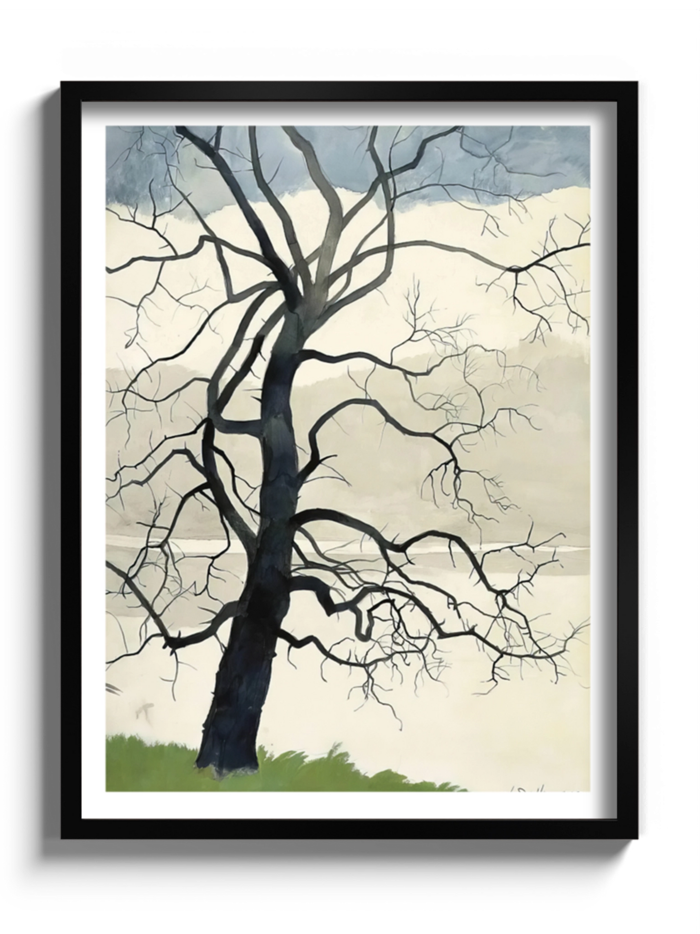 Картина "Самотнє дерево на краю ставка"