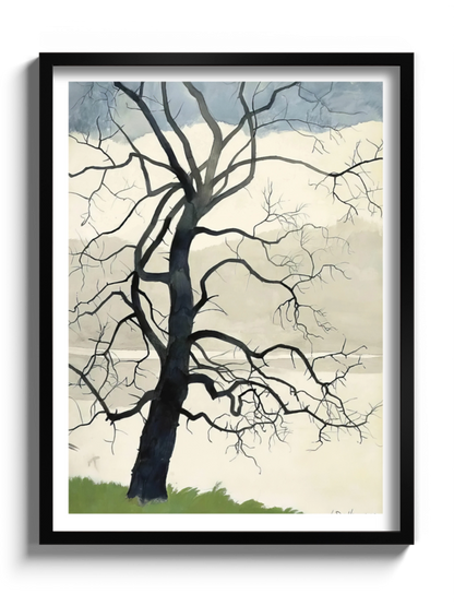 Картина "Самотнє дерево на краю ставка"