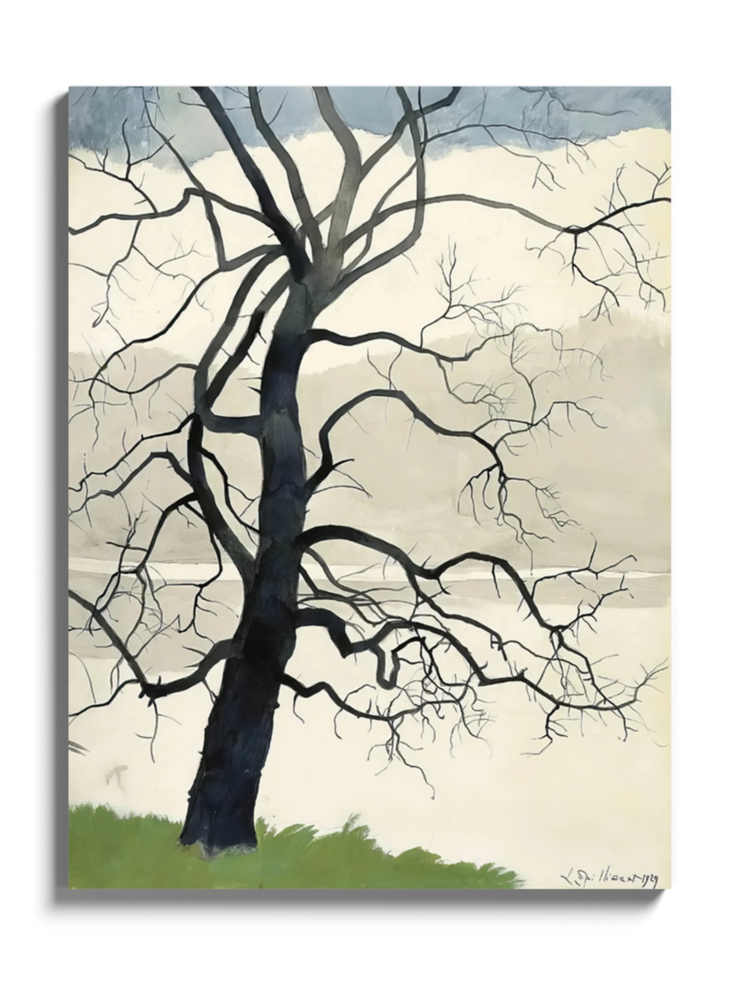 Картина "Самотнє дерево на краю ставка"