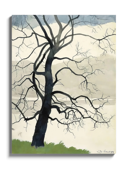 Картина "Самотнє дерево на краю ставка"