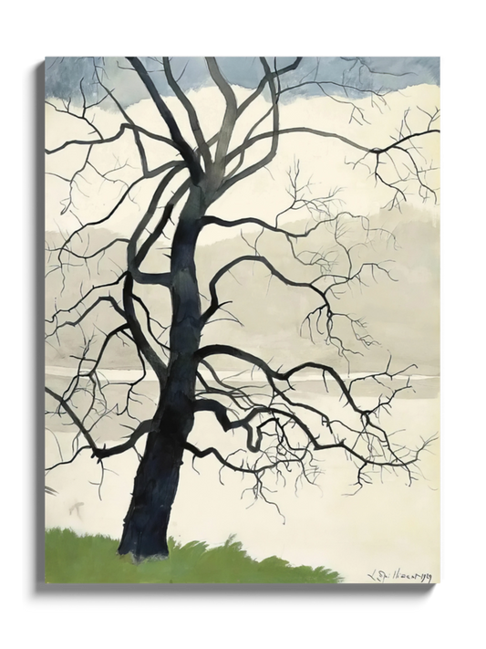Картина "Самотнє дерево на краю ставка"