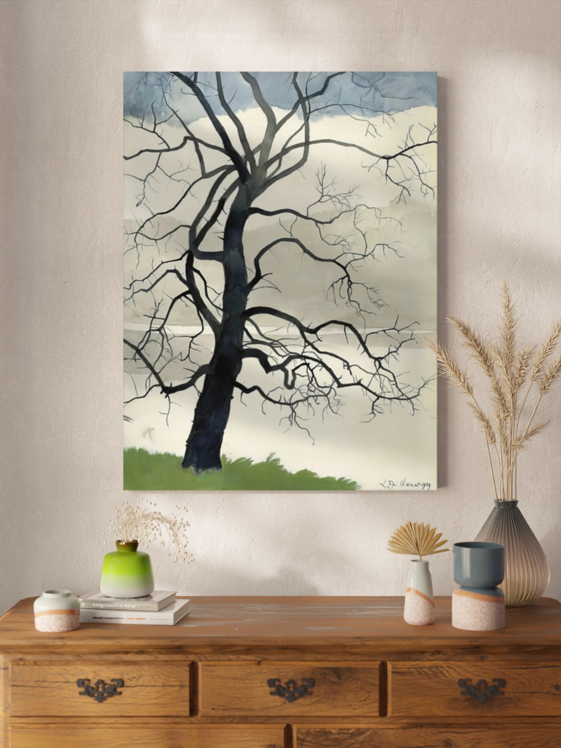 Картина "Самотнє дерево на краю ставка"