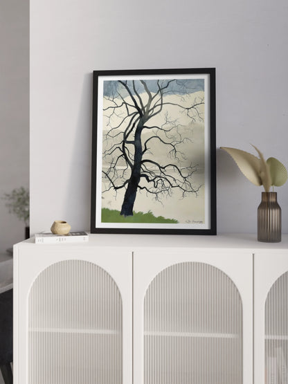 Картина "Самотнє дерево на краю ставка"