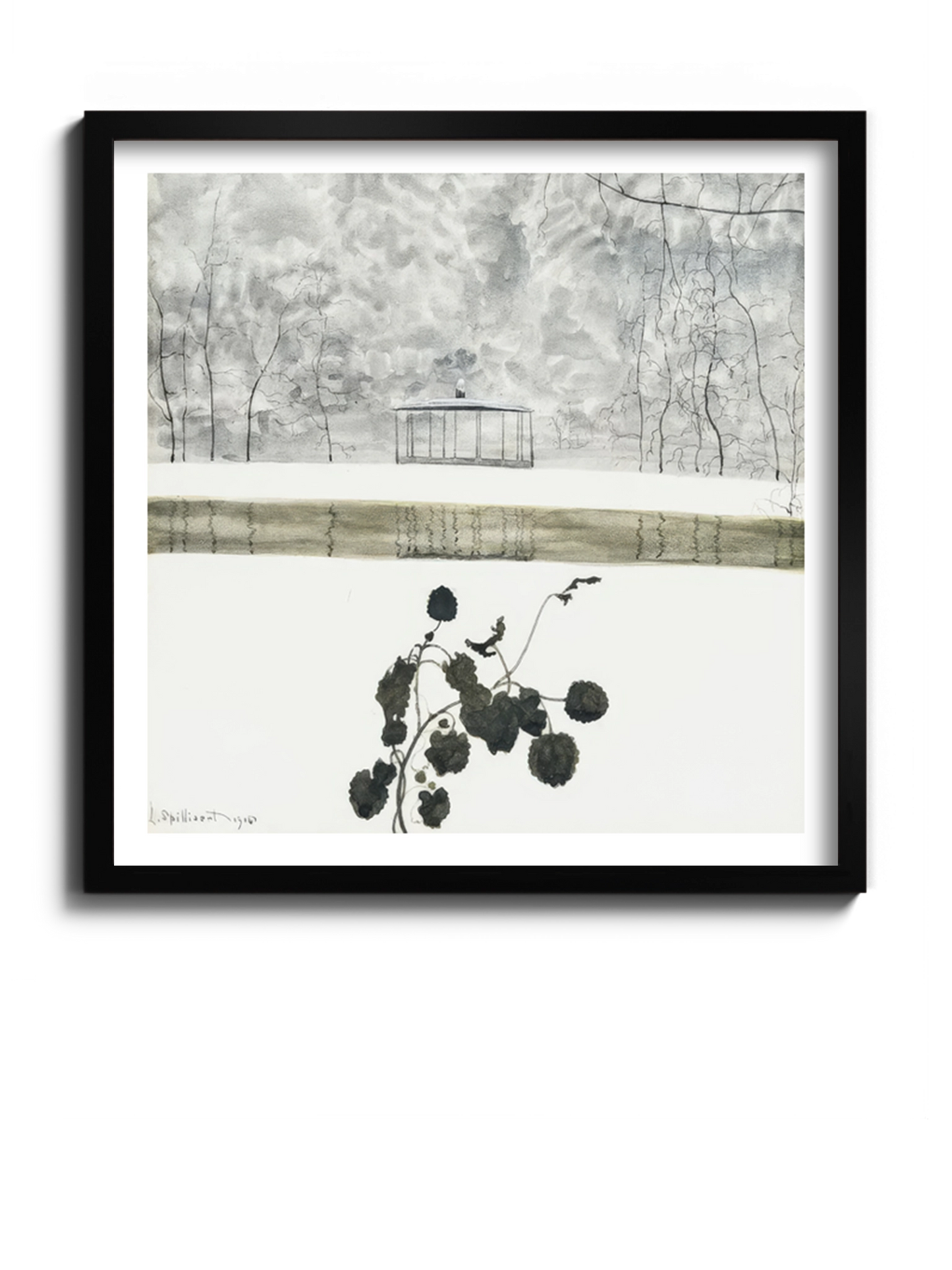 Картина «Сніговий пейзаж з плющем та кіоском»