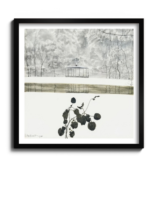 Картина «Сніговий пейзаж з плющем та кіоском»