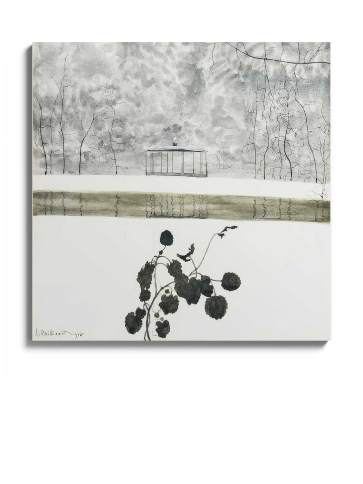 Картина «Сніговий пейзаж з плющем та кіоском»