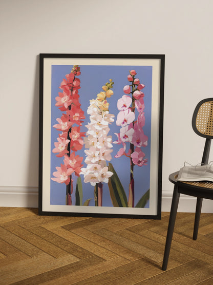 Друк Картина Квіти на Блакитному Фоні