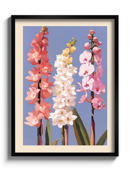 Друк Картина Квіти на Блакитному Фоні