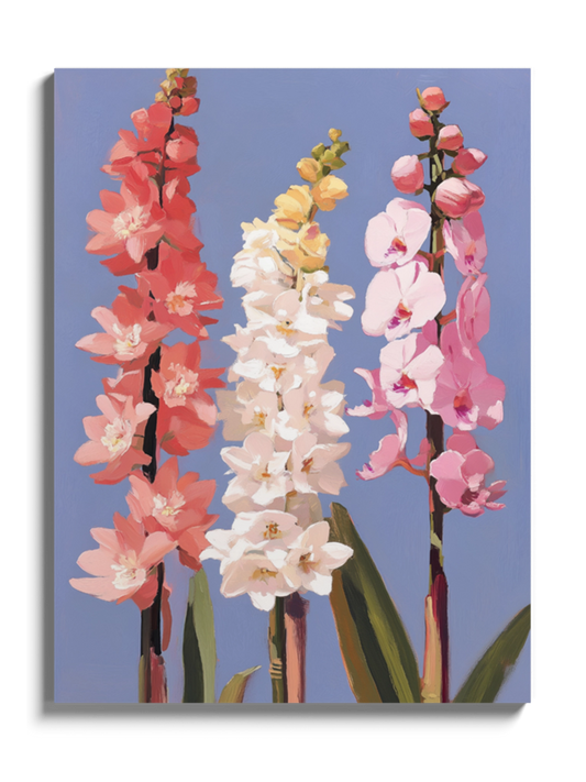 Друк Картина Квіти на Блакитному Фоні