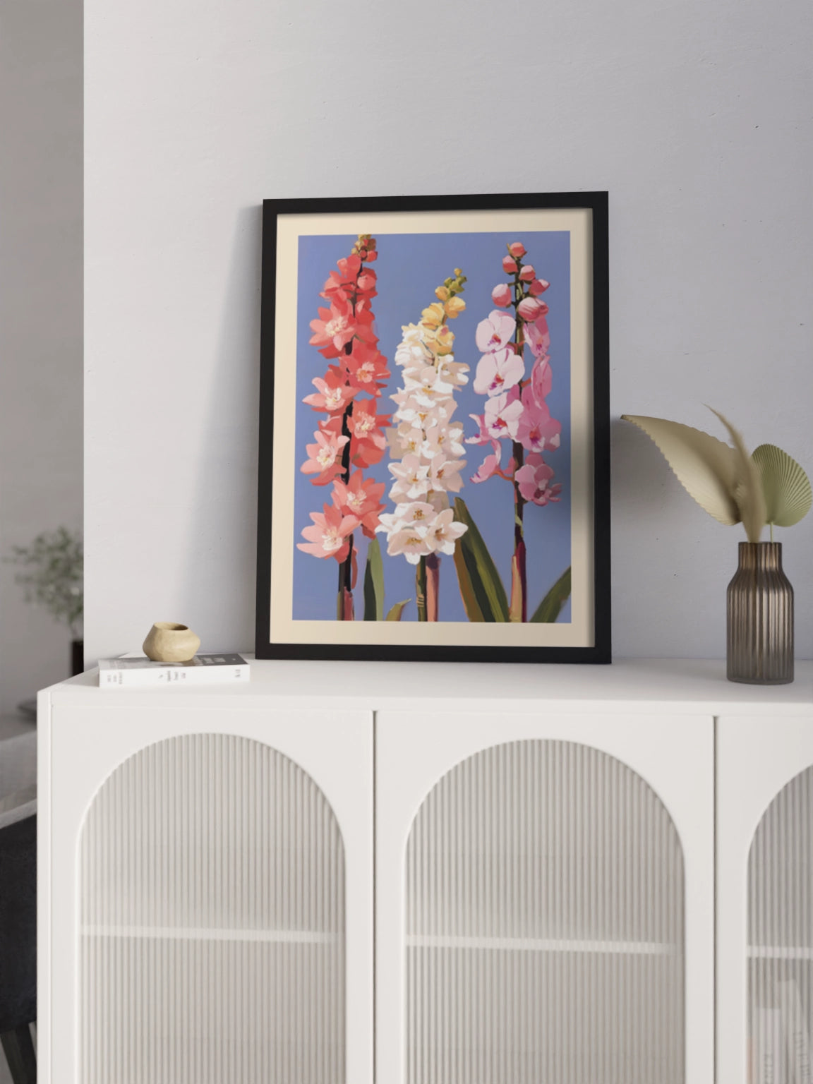 Друк Картина Квіти на Блакитному Фоні