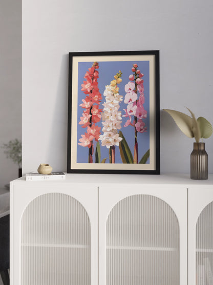 Друк Картина Квіти на Блакитному Фоні