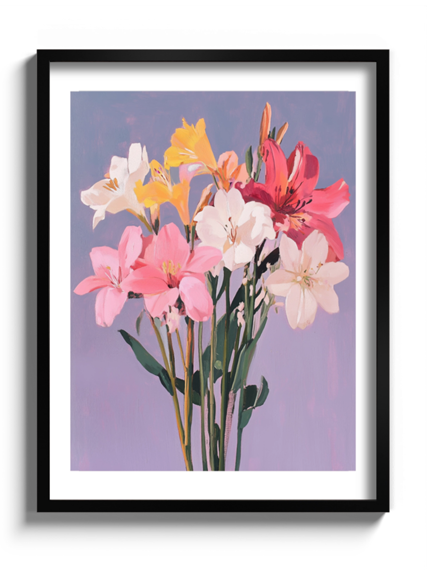 Друк Картина Букет Квітів на Блакитному Фоні