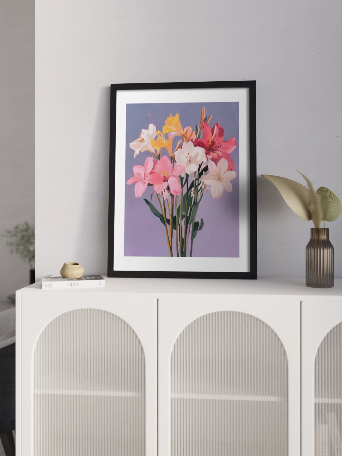 Друк Картина Букет Квітів на Блакитному Фоні