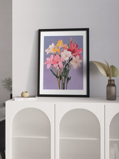 Друк Картина Букет Квітів на Блакитному Фоні