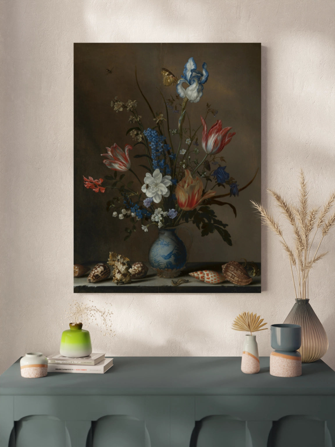 Друк Картина "Квіти у вазі Ван-Лі з мушлями"