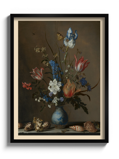 Друк Картина "Квіти у вазі Ван-Лі з мушлями"