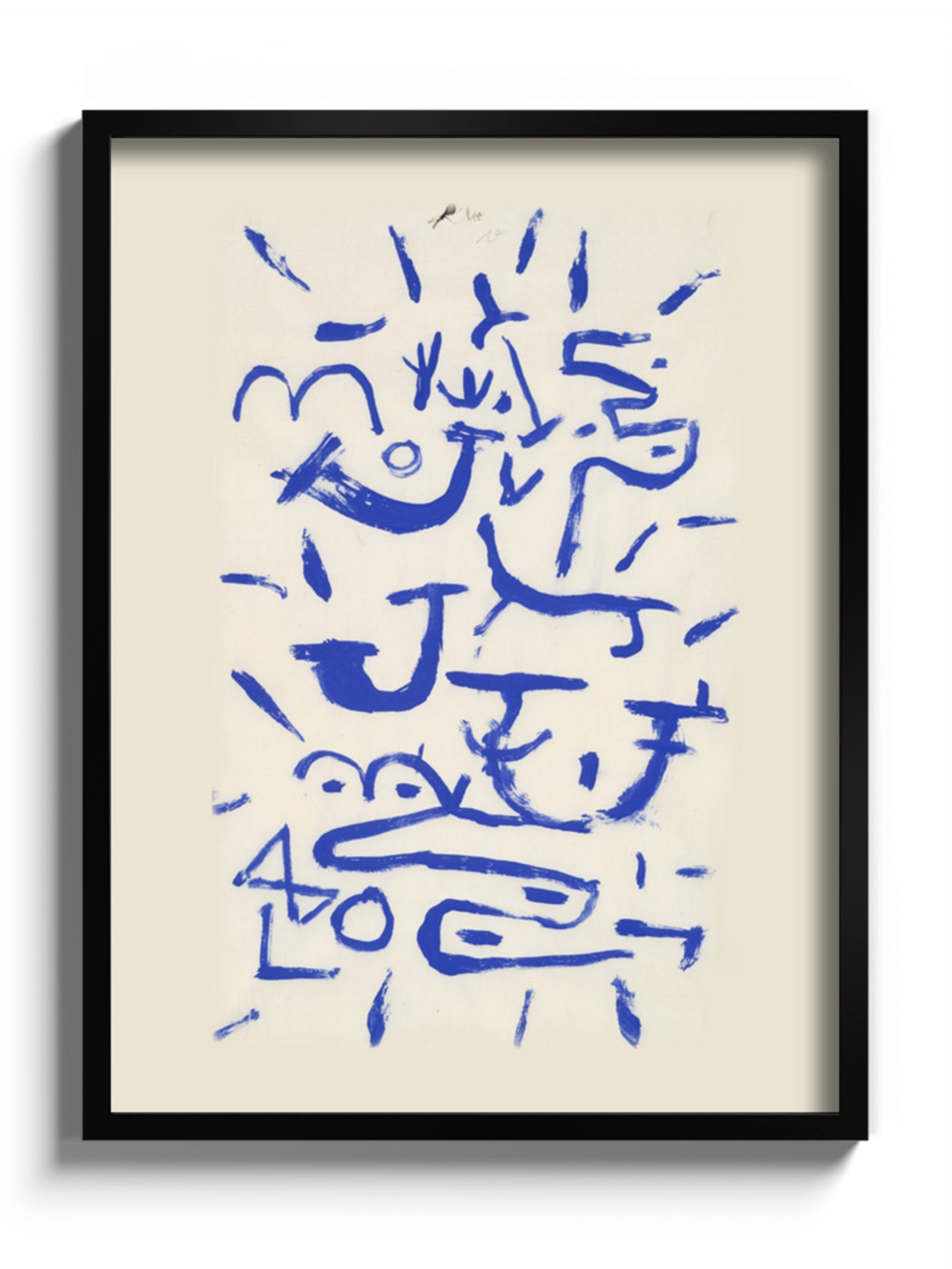 Абстракція синя на бежевому фоні