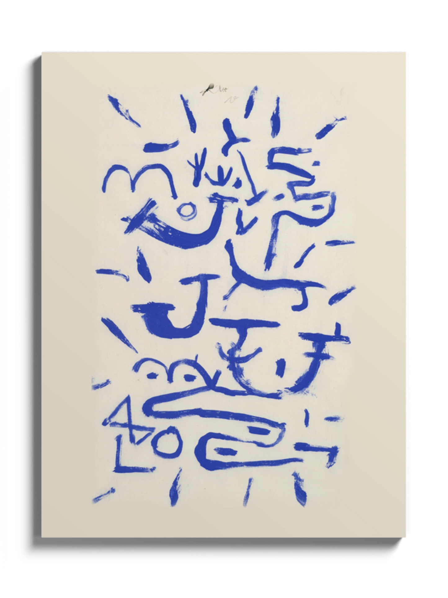 Абстракція синя на бежевому фоні