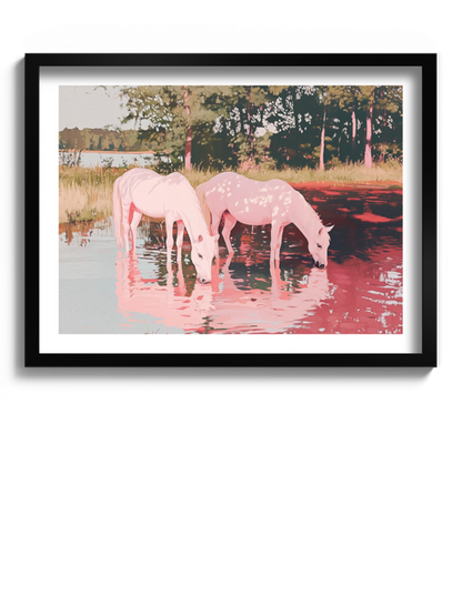 Друкована Картина "Пара білих коней"