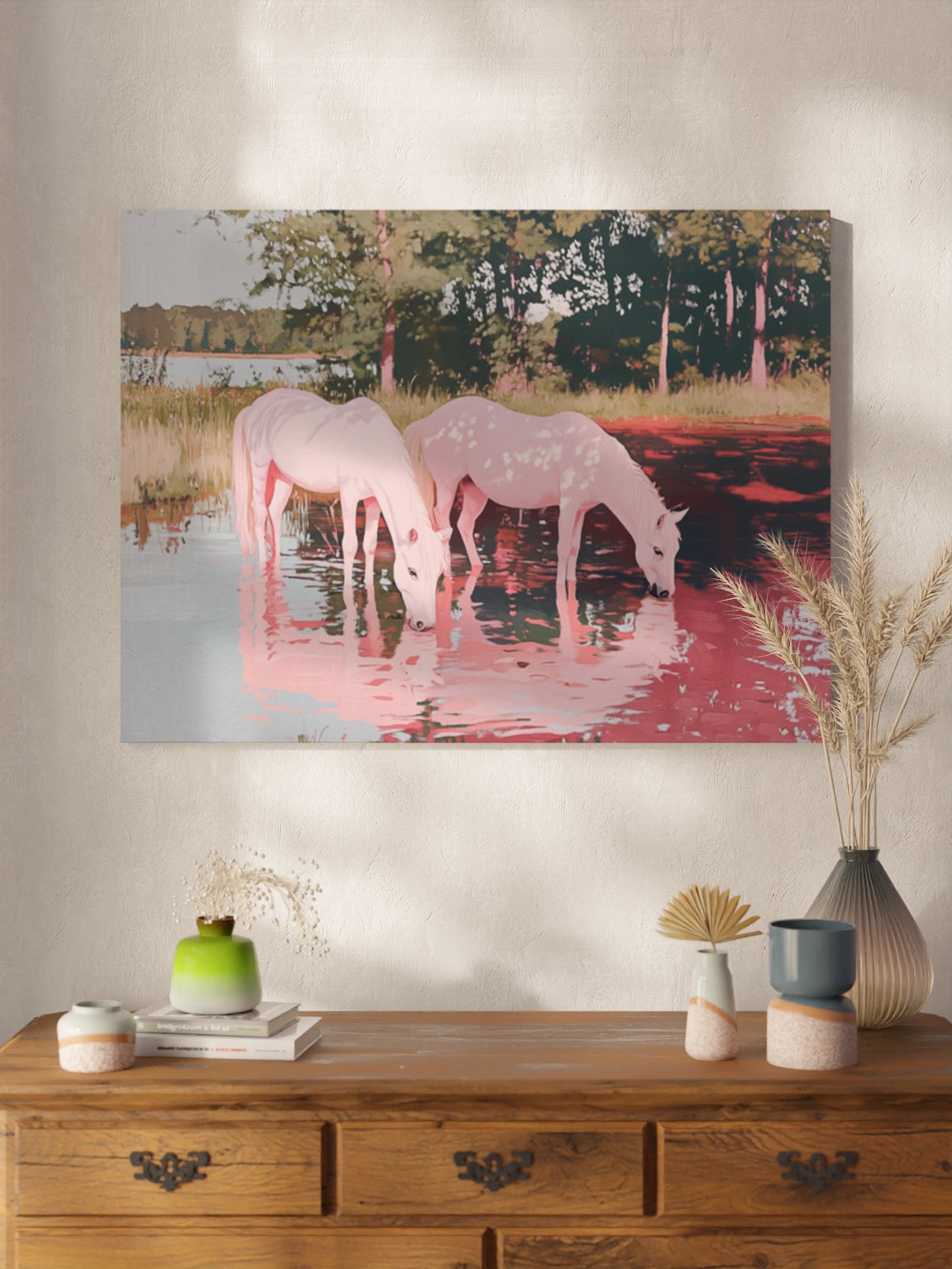 Друкована Картина "Пара білих коней"