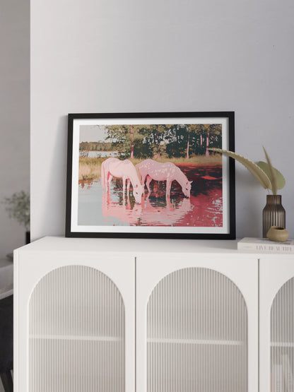 Друкована Картина "Пара білих коней"