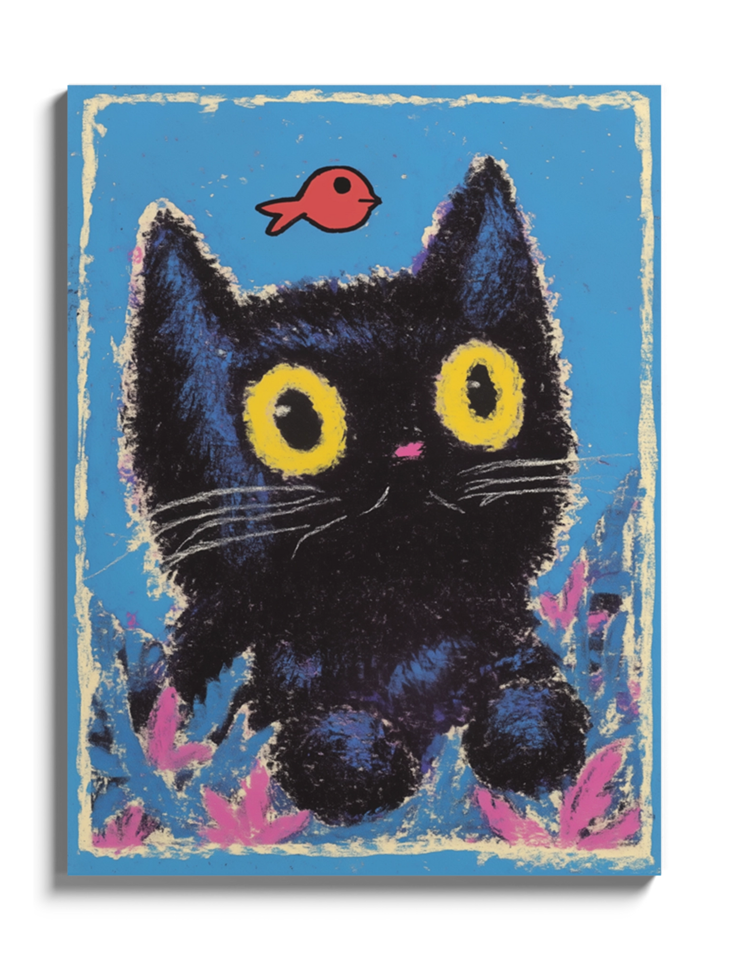 Друк Картина Чорна Киця та Рибка