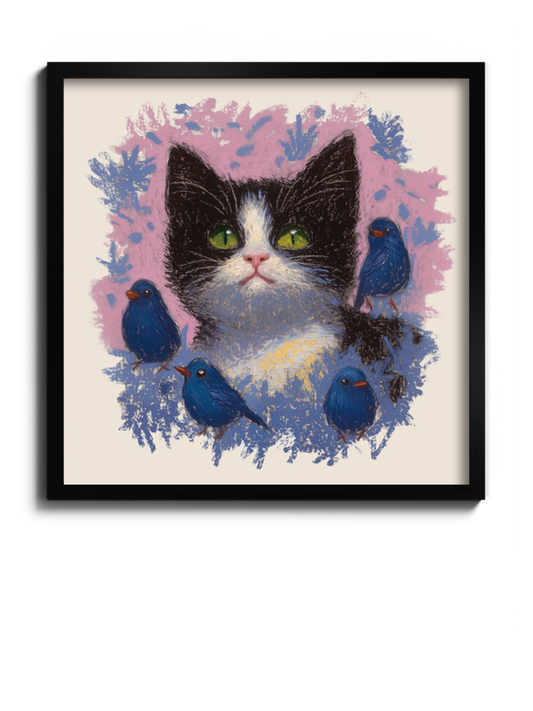 Картина Друк "Кошеня та Пташки"