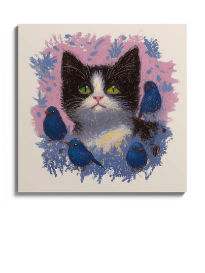 Картина Друк "Кошеня та Пташки"