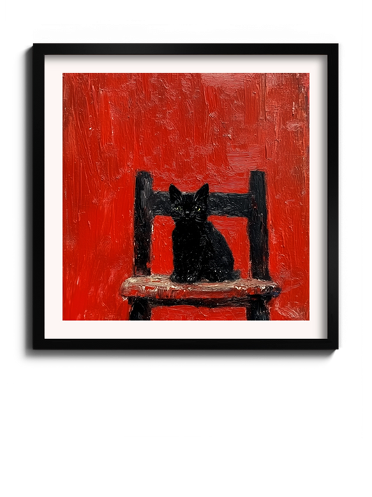 Картина Друк "Чорне Кошеня На Стільці"