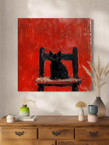 Картина Друк "Чорне Кошеня На Стільці"