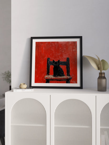 Картина Друк "Чорне Кошеня На Стільці"