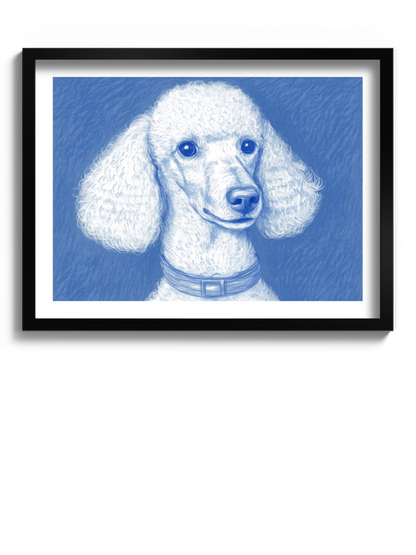 Картина Білий Пудель на Блакитному Фоні