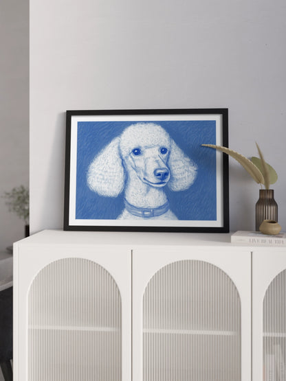 Картина Білий Пудель на Блакитному Фоні