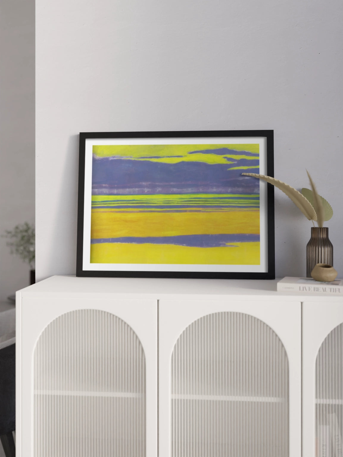 Картина "Жовтий і фіолетовий морський пейзаж"