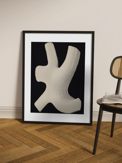 Картина "Біла форма на чорому" Мінімалізм Абстракція №2