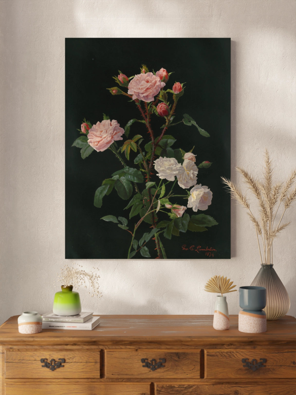 Друкована Картина "Рожеві та білі троянди"