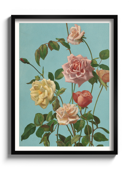 Друкована Картина "Чайні та рожеві троянди"