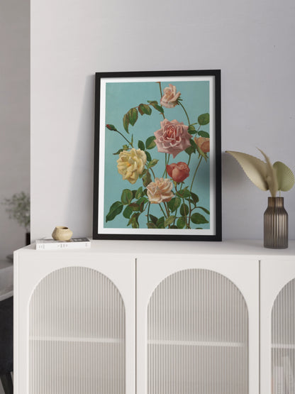 Друкована Картина "Чайні та рожеві троянди"