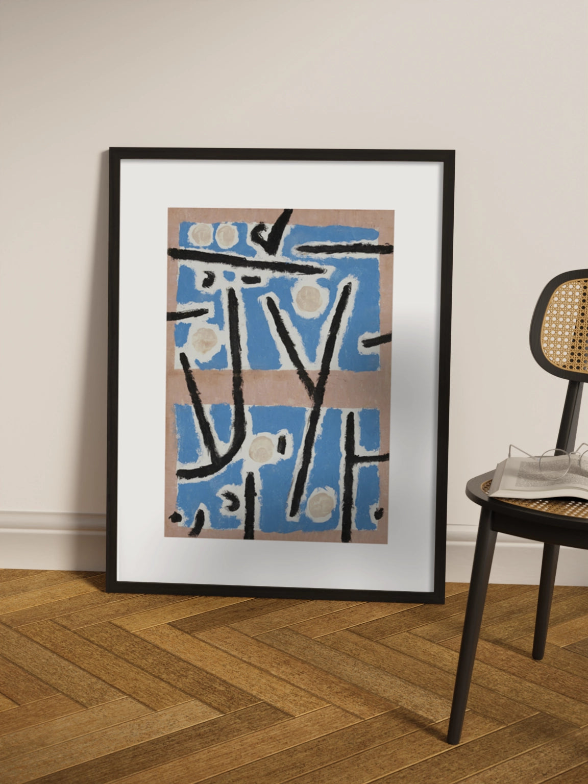 Абстракція блакитна з бежевим