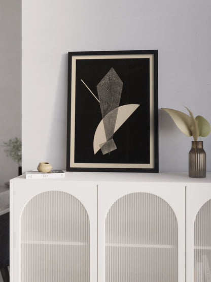Друкована Картина темна геометрична абстракція "Конструкція V"