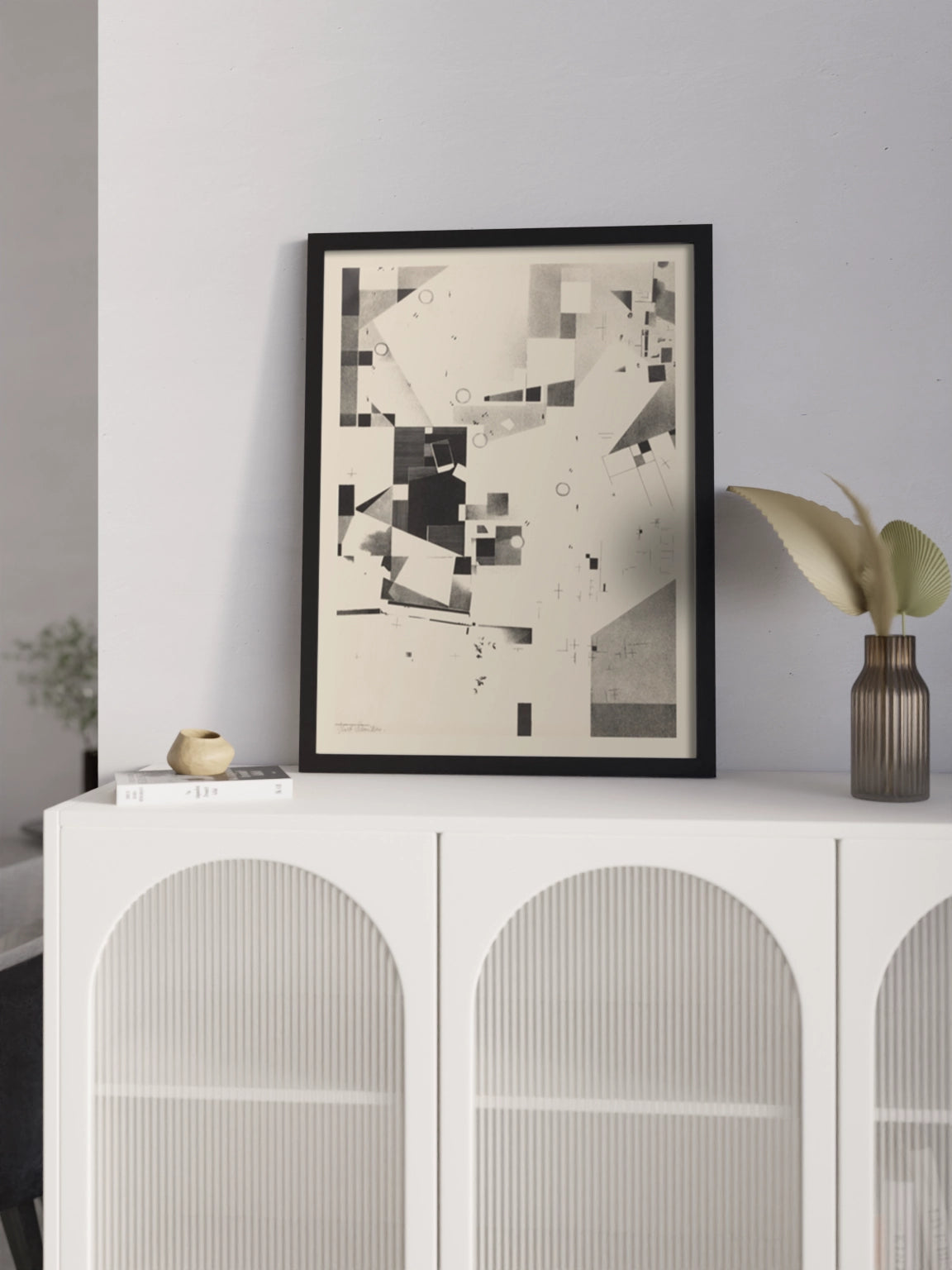 Друкована картина сіра геометрична абстракція