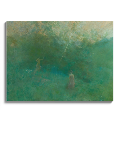 Друкована Картина зелений пейзаж "Біла береза"