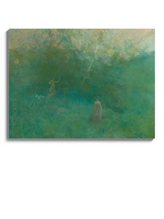 Друкована Картина зелений пейзаж "Біла береза"