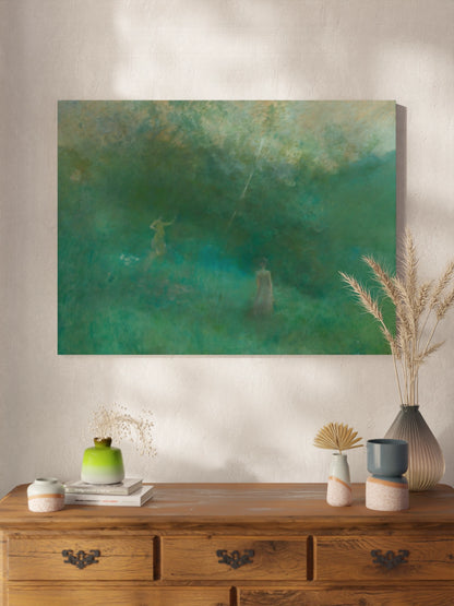 Друкована Картина зелений пейзаж "Біла береза"